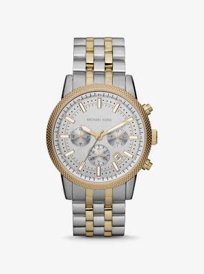 michael kors oversized hutton two-tone watch